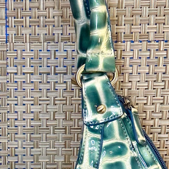 🌟HP🌟VTG 2000 Glossy Teal Mock Croc Vinyl Hobo Shoulder Bag C. Lapson Italy - Picture 3 of 16